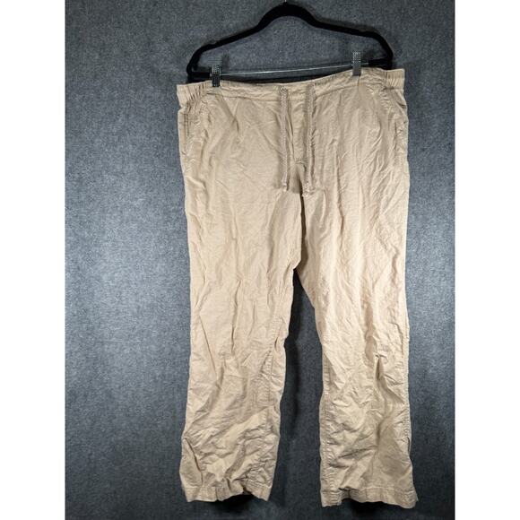 Eddie Bauer Pants Women XL Linen Blend Drawstring Straight‎ leg Relax Vacation - Picture 1 of 8
